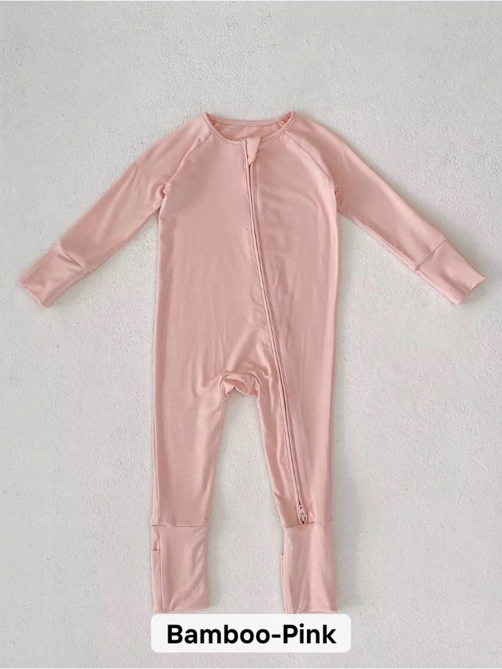Soft Bamboo Pink Kids One-Piece Zipper Sleepsuit
